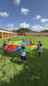 Children playing in open field